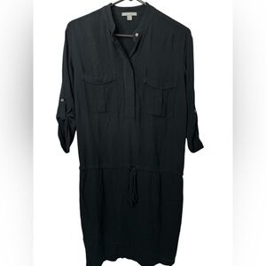 James Perse Black Midi Shirt Dress with Drawstring Waist